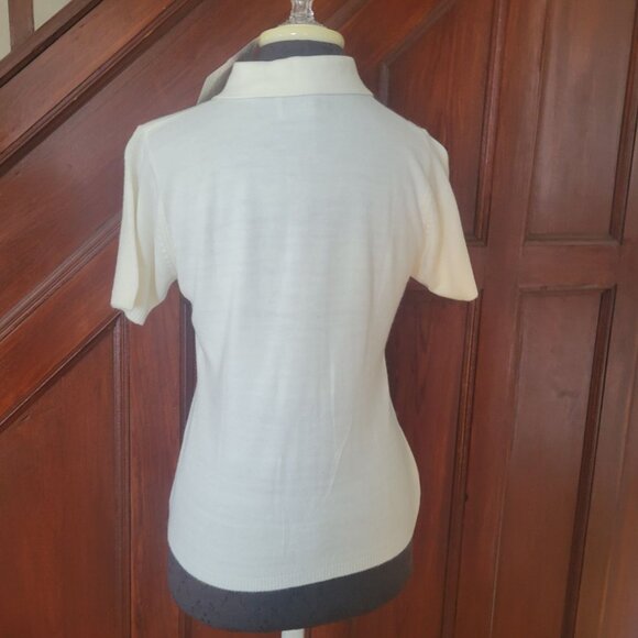 Vintage Bizzit Collection Knit Top W/ Floral Embroidery Pocket Short Sleeve M Nw - Picture 5 of 6